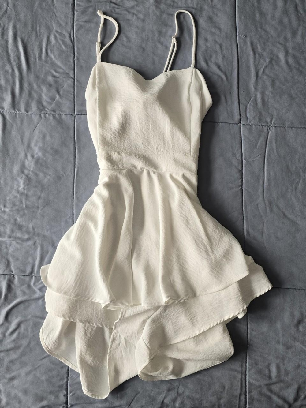 White Layered Romper Dress - Size S
